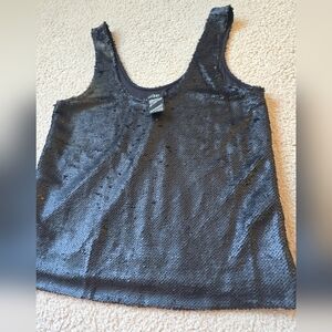 🌈ICŌNE Black Sequin Embellished Tank Top Shirt Size Medium
